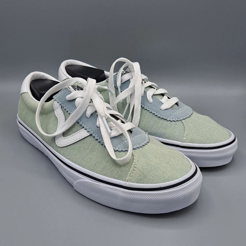 NEW Womens Vans Sport Denim Washed Teal True White Sneaker Shoes Size 9
